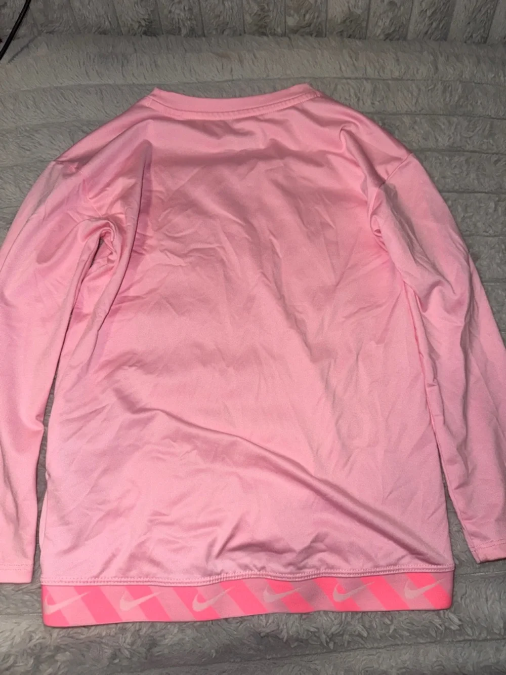 Nike Pink Long Sleeve Dri-FIT Top with Accent Hem